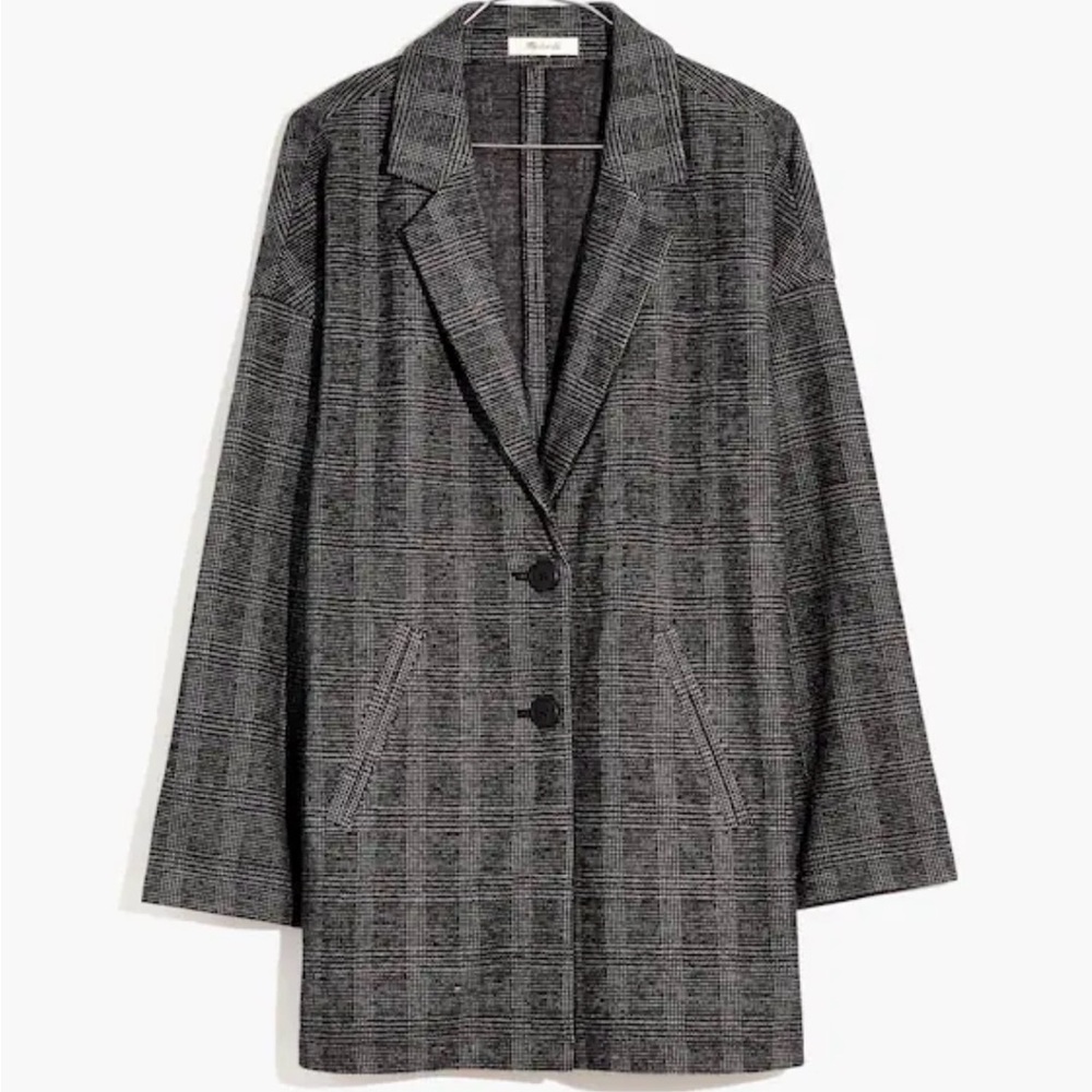 Madewell Gen Plaid Knit Oversized Blazer